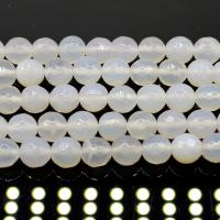 Perle Agate blanche naturelle, Rond, poli, DIY & normes différentes pour le choix & facettes, blanc, Vendu par brin