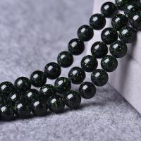 Grüne Goldstein Perlen, grüner Goldsandstein, rund, poliert, DIY & verschiedene Größen vorhanden, dunkelgrün, verkauft von Strang