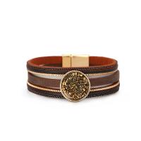 PU Leather Cord Bracelets, Brass, with PU Leather, fashion jewelry & multilayer 6cm 