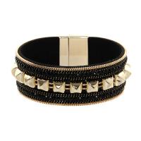 PU Leather Cord Bracelets, Zinc Alloy, with PU Leather, fashion jewelry 19.4cm 