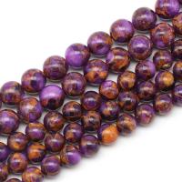 Cloisonne Stone Abalorio, Esférico, Joyería & Bricolaje & diverso tamaño para la opción, camuflaje púrpura, Vendido por Sarta