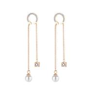 Stainless Steel Drop Earring, BeCharmed Pearl, rose gold color plated, fashion jewelry & micro pave cubic zirconia & for woman 