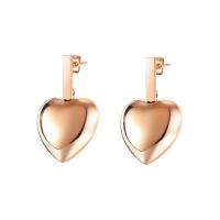 Titanium Steel Earrings, Heart, rose gold color plated, fashion jewelry & for woman 
