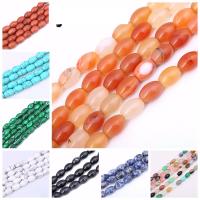 Mixed Gemstone Beads, Natural Stone, Drum, plated, random style & fashion jewelry, mixed colors, 10mm*14mm/28 beads 