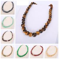 Gemstone Necklaces, Natural Stone, plated, random style & fashion jewelry, mixed colors 