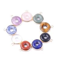 Gemstone Brass Pendants, with Natural Stone, plated, random style & fashion jewelry, mixed colors 