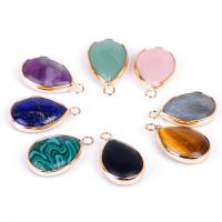 Gemstone Brass Pendants, with Natural Stone, plated, fashion jewelry & DIY 