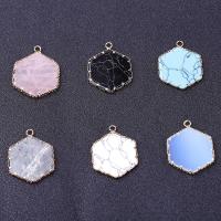 Gemstone Brass Pendants, with Natural Stone, plated, fashion jewelry & DIY 250mm 
