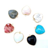 Gemstone Brass Pendants, with Natural Stone, plated, fashion jewelry & DIY 24mm 