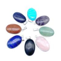 Gemstone Brass Pendants, with Natural Stone, plated, fashion jewelry & DIY 