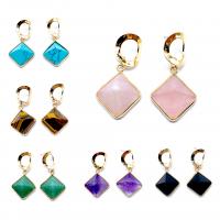 Gemstone Drop Earring, Brass, with Natural Stone, plated, fashion jewelry & DIY 