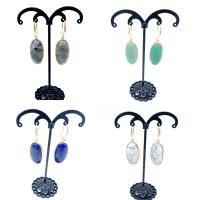 Gemstone Drop Earring, Brass, with Natural Stone, plated, fashion jewelry & for woman 