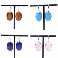 Gemstone Drop Earring, Brass, with Natural Stone, plated, fashion jewelry & for woman 