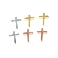Messing Kreuz Anhänger, plattiert, keine, frei von Nickel, Blei & Kadmium, 13x8x2mm, Bohrung:ca. 1mm, ca. 30PCs/Tasche, verkauft von Tasche