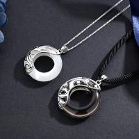 Sterling Silver Jewelry Necklace, 925 Sterling Silver, with Obsidian & Cats Eye, Animal 210mm 