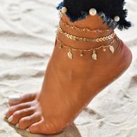 Zinc Alloy Anklet, with rhinestone, gold 