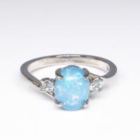 Gemstone Brass Finger Ring, with Opal, plated & for woman US Ring 