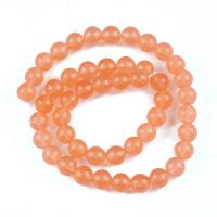 Dyed Jade Beads, Round, polished, DIY reddish orange 