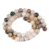 Natural Bamboo Agate Beads, Round, polished, DIY 