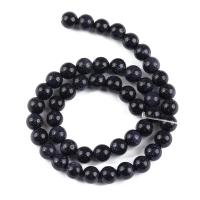 Blaue Goldstein Perlen, Blauer Sandstein, rund, poliert, DIY & verschiedene Größen vorhanden, schwarz, verkauft von Strang