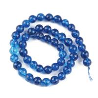 Perles quartz craquelé, Cristal craquelé, Rond, poli, DIY & normes différentes pour le choix, couleur bleu foncé, Vendu par brin