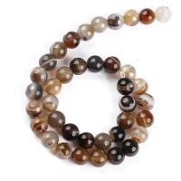 Natürliche Streifen Achat Perlen, rund, poliert, DIY & verschiedene Größen vorhanden, Kaffeefarbe, verkauft von Strang