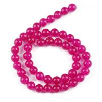 Dyed Jade Beads, Round, polished, DIY rose carmine 