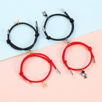 PU Leather Cord Bracelets, Zinc Alloy, with PU Leather, 2 pieces & Adjustable & fashion jewelry & Unisex 14-26CM   3MM 