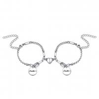 Stainless Steel Charm Bracelet, 2 pieces & Adjustable & fashion jewelry & Unisex, silver color, 22CM 