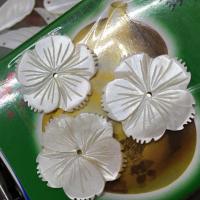 Бусины из натуральных белых ракушек, Ракушка, Форма цветка, ювелирные изделия моды & DIY, белый, 32mm, продается PC