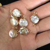 Zinc Alloy Charm Connector, Freshwater Pearl, with Zinc Alloy, fashion jewelry & DIY, white, 9~10MM 