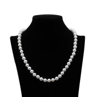 Collier de coquillages, laiton, avec Nacre perles, Rond, bijoux de mode & DIY & normes différentes pour le choix, blanc, 48CM, Vendu par brin