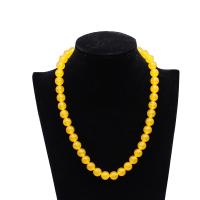 Gemstone Necklaces, Yellow Calcedony, with Brass, Round, fashion jewelry & DIY yellow, 48CM 