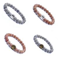Gemstone Bracelets, Natural Stone, with Zinc Alloy, Round, DIY & Unisex 19cm  8mm 
