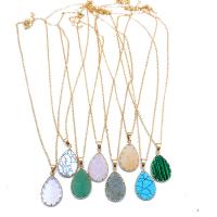 Gemstone Necklaces, Brass, with Natural Stone, plated, fashion jewelry & for woman 