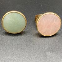 Brass Open Finger Ring, with Natural Stone, plated, fashion jewelry & for woman 