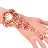 Women Wrist Watch, Zinc Alloy, with Cubic Zirconia & Glass, Chinese movement, plated, fashion jewelry & for woman 