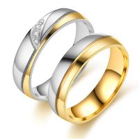 Couple Finger Rings, Stainless Steel, plated & for couple & with rhinestone, 6mm, US Ring 