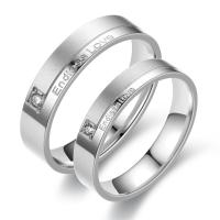 Couple Finger Rings, Stainless Steel, plated & for couple & with rhinestone, 4mm, 6mm, US Ring 