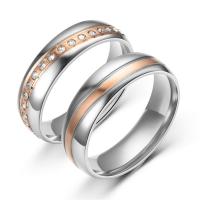 Couple Finger Rings, Stainless Steel, plated & for couple & with rhinestone, US Ring 