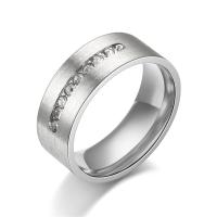 Rhinestone Stainless Steel Finger Ring, Unisex & with rhinestone, 8mm, US Ring 