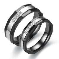 Пара кольца палец, нержавеющая сталь, Другое покрытие, разный размер для выбора & для пара & со стразами, 4mm, 6mm, размер:5-12, продается PC