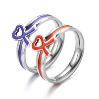 Enamel Stainless Steel Finger Ring, Bowknot, plated, Unisex 6mm, US Ring 