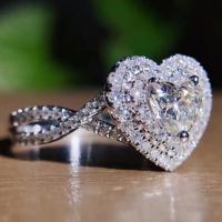 Rhinestone Zinc Alloy Finger Ring, Heart, plated & for woman & with rhinestone 
