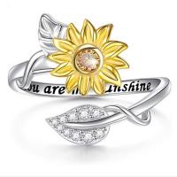 Cubic Zirconia Micro Pave Brass Finger Ring, Flower, plated, Adjustable & micro pave cubic zirconia & for woman 