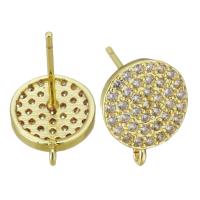 Cubic Zirconia Micro Pave Brass Earring, fashion jewelry & micro pave cubic zirconia & for woman, gold 0.8mm Approx 1mm 