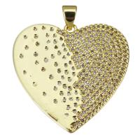 Cubic Zirconia Micro Pave Brass Pendant, Heart, fashion jewelry & micro pave cubic zirconia & for woman, gold Approx 3.5mm [