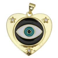 Mode Evil Eye Pendentif, laiton, coeur, bijoux de mode & pour femme & avec strass, Or Environ 3.5mm, Vendu par PC