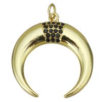 Colgante de Micro Pavé de Zirconía Cúbica, metal, Luna, Joyería & para mujer & con circonia cúbica, dorado, 24.5x27x3mm, agujero:aproximado 3.5mm, Vendido por UD