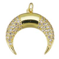 Cubique Pendentif en laiton zircon pavent, lune, bijoux de mode & pavé de micro zircon & pour femme, Or Environ 3.5mm, Vendu par PC